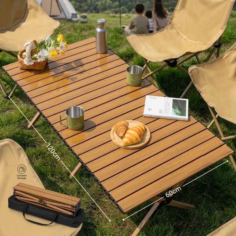 Camping Cooking Table - Table pliante portable pour rouleaux d'œufs